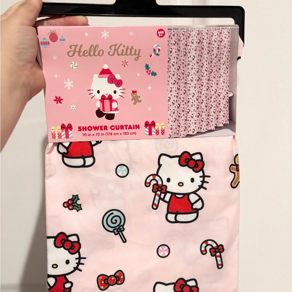 Hello Kitty Pink Holiday Shower Curtain
